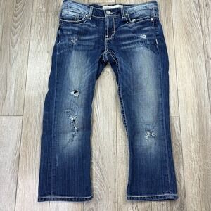 BKE Culture Capri Jeans Women 28 Distressed Bootcut Blue Denim